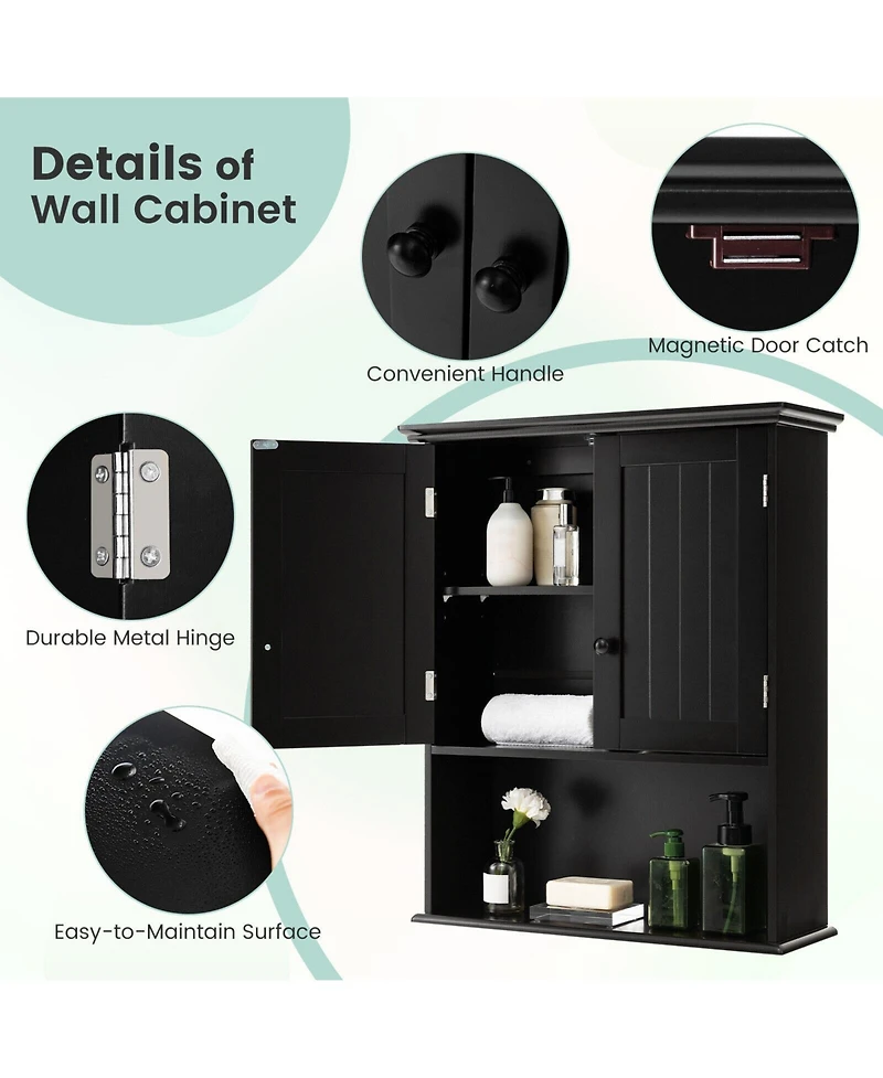 Volenca 2-Door Wall Mount Bathroom Storage Cabinet with Open Shelf
