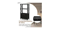 Volenca Bathroom Storage Cabinet with Open Shelves and Double Doors