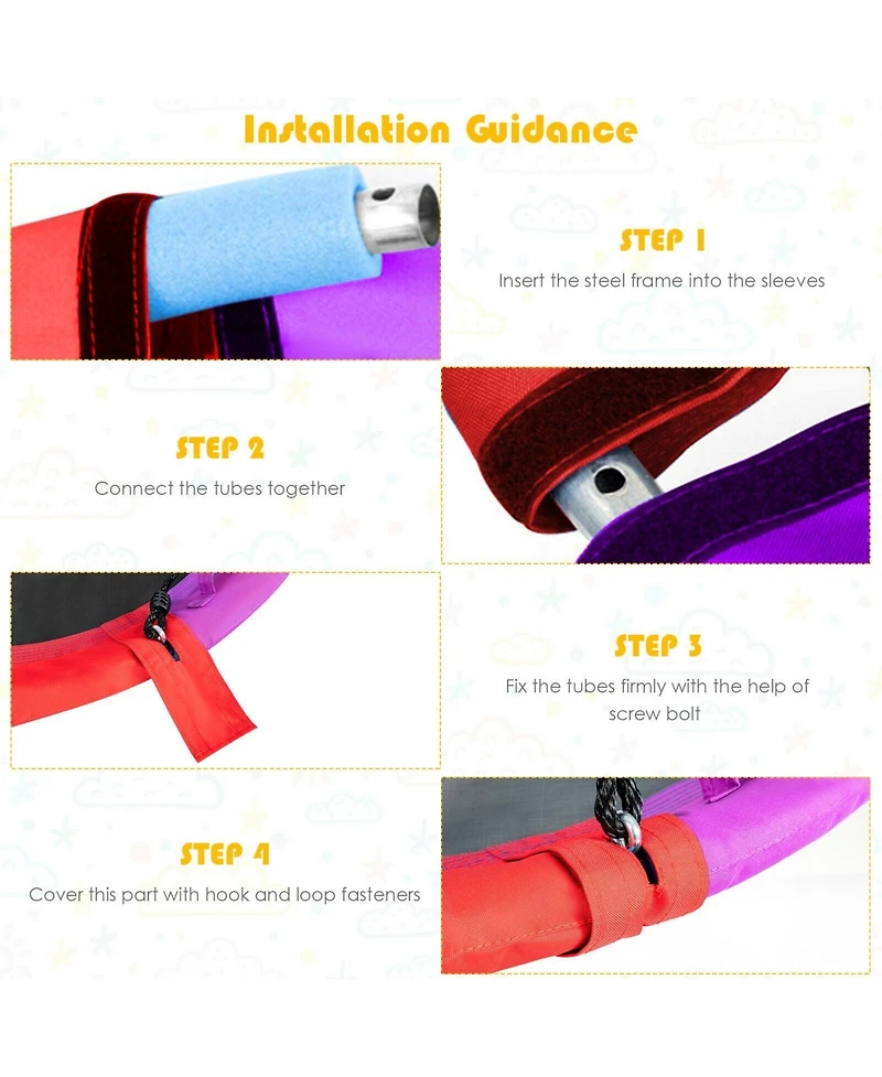 40 inch Saucer Tree Outdoor Round Platform Swing with Pillow and Handle