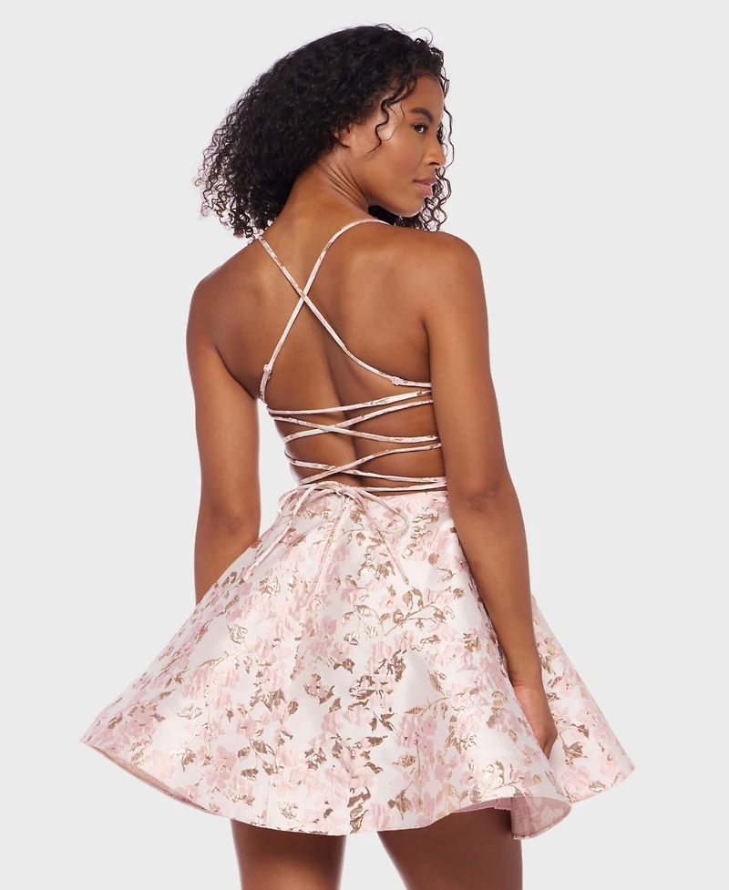 B Darlin Juniors' Lace-Up A-Line Dress