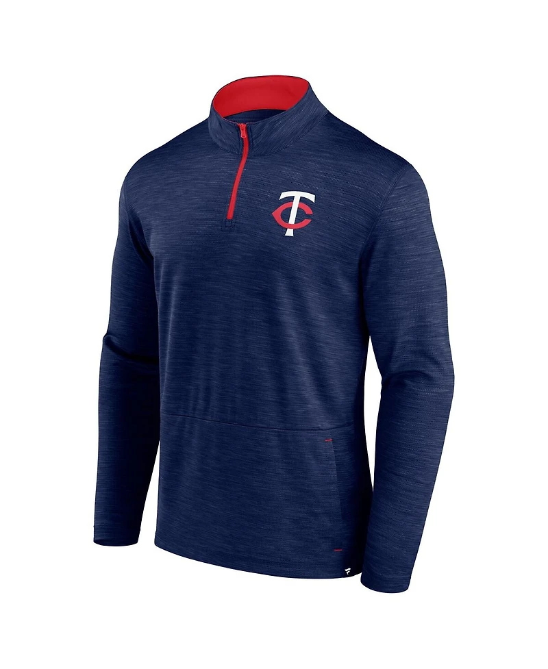 Fanatics Men's Heather Navy Minnesota Twins Fundamentals Quarter-Zip Pullover