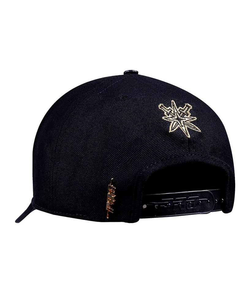 Pro Standard Men's Black Vegas Golden Knights Metallic Logo Pinch Front Adjustable Hat