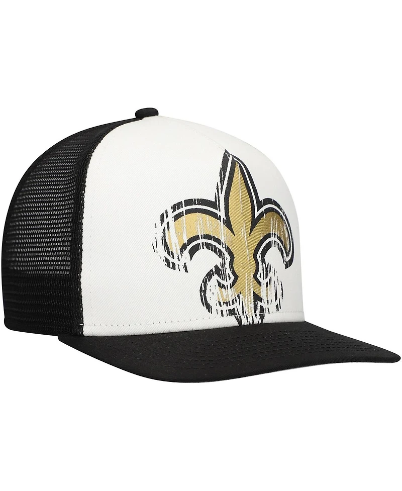 New Era Big Boys and Girls White/Black New Orleans Saints Distressed 9FIFTY A-Frame Snapback Hat