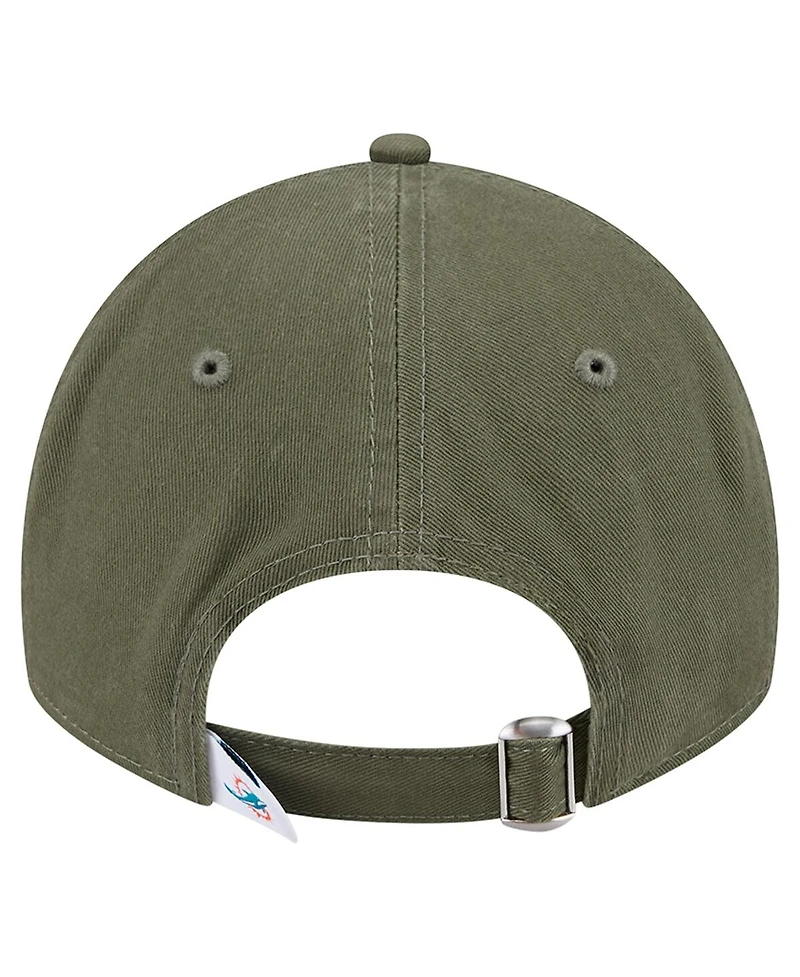 New Era Big Boys and Girls Olive Miami Dolphins Main 9TWENTY Adjustable Hat