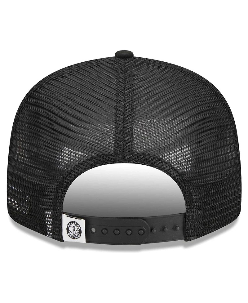 New Era Men's Black Brooklyn Nets 9FIFTY Snapback Trucker Hat