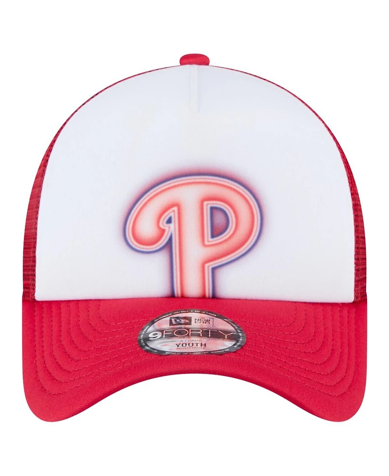 New Era Toddler White/Red Philadelphia Phillies Painted A-Frame 9FORTY Trucker Adjustable Hat