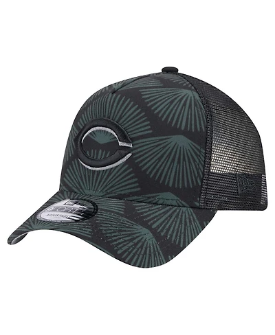 New Era Men's Black Cincinnati Reds 9FORTY A-Frame Trucker Adjustable Hat
