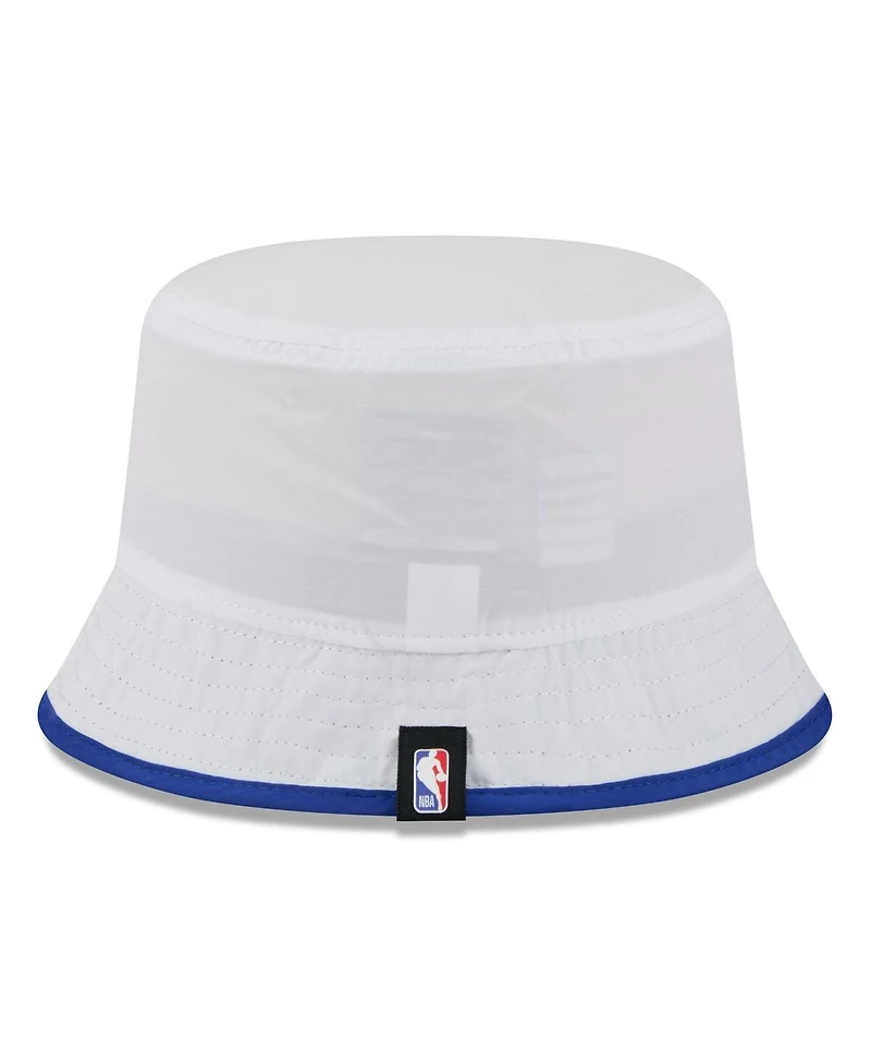 New Era Men's White/Blue New York Knicks 2025 Nba Draft Nylon Bucket Hat