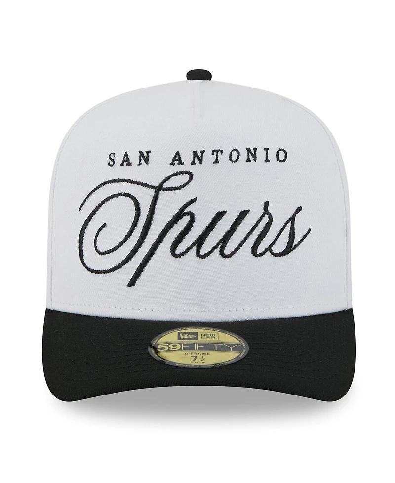 New Era Men's White/Black San Antonio Spurs 2025 Nba Draft A-Frame 59FIFTY Fitted Hat