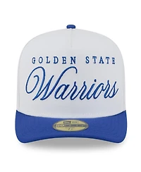 New Era Men's White/Royal Golden State Warriors 2025 Nba Draft A-Frame 59FIFTY Fitted Hat