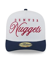 New Era Men's White/Navy Denver Nuggets 2025 Nba Draft A-Frame 59FIFTY Fitted Hat