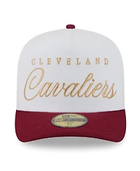 New Era Men's White/Wine Cleveland Cavaliers 2025 Nba Draft A-Frame 59FIFTY Fitted Hat