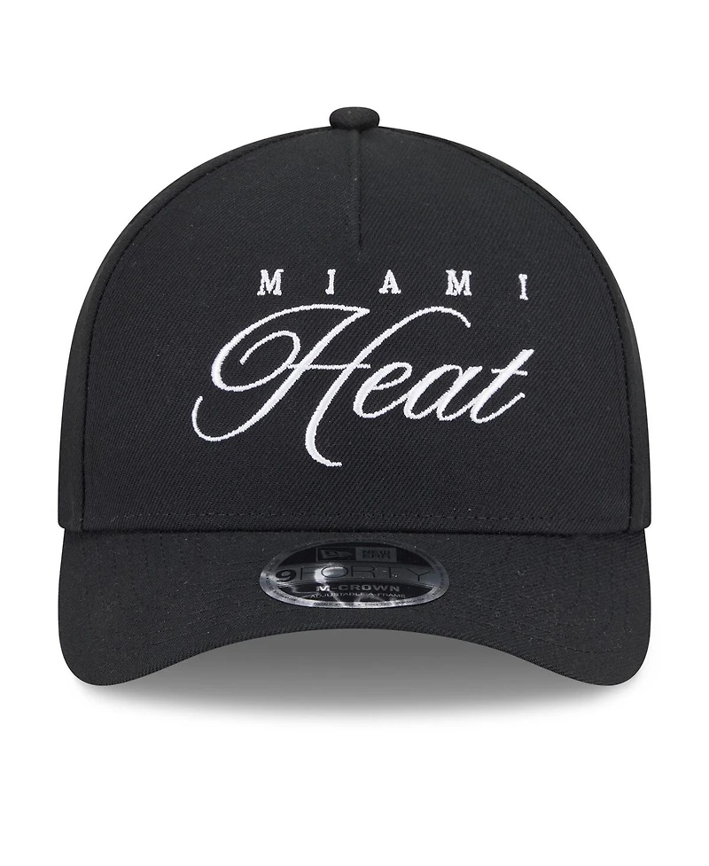 New Era Men's Black Miami Heat 2025 Nba Draft M-Crown A-Frame 9FORTY Adjustable Hat