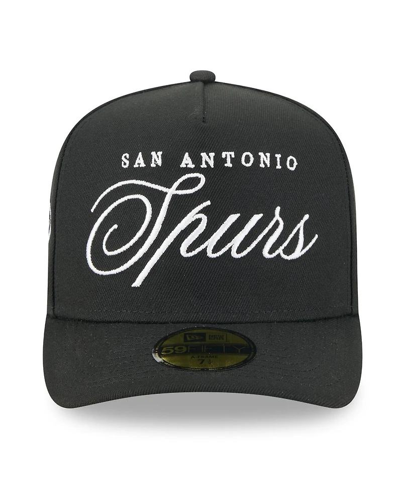New Era Men's Black San Antonio Spurs 2025 Nba Draft A-Frame 59FIFTY Fitted Hat