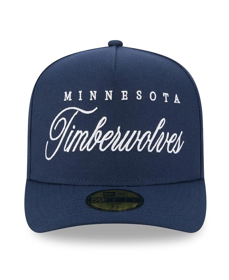 New Era Men's Navy Minnesota Timberwolves 2025 Nba Draft A-Frame 59FIFTY Fitted Hat