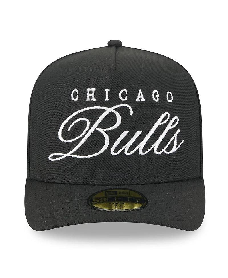 New Era Men's Black Chicago Bulls 2025 Nba Draft A-Frame 59FIFTY Fitted Hat
