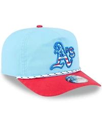 New Era Men's Light Blue/Red Athletics 2025 Fourth of July Golfer Snapback Hat