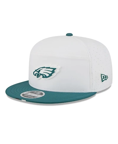 New Era Men's White/Midnight Green Philadelphia Eagles 2025 Nfl Training Camp Split Panel 9FIFTY Snapback Hat
