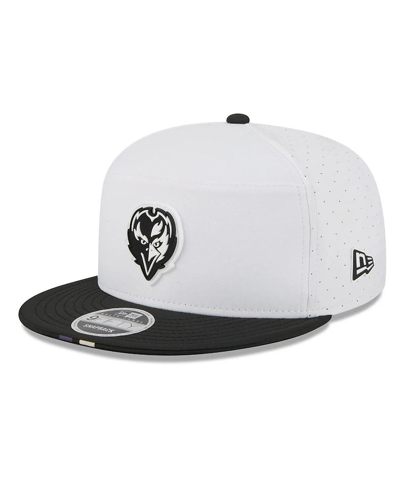 New Era Men's White/Black Baltimore Ravens 2025 Nfl Training Camp Split Panel 9FIFTY Snapback Hat