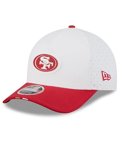 New Era Men's White/Scarlet San Francisco 49ers 2025 Nfl Training Camp A-Frame 9FORTY Adjustable Hat