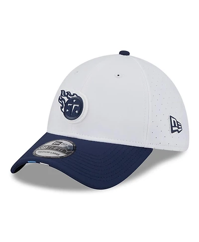 New Era Men's White/Navy Tennessee Titans 2025 Nfl Training Camp 39THIRTY Flex Hat