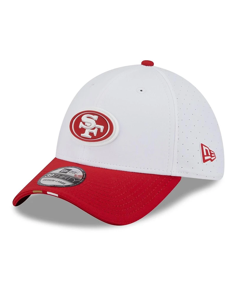 New Era Men's White/Scarlet San Francisco 49ers 2025 Nfl Training Camp 39THIRTY Flex Hat