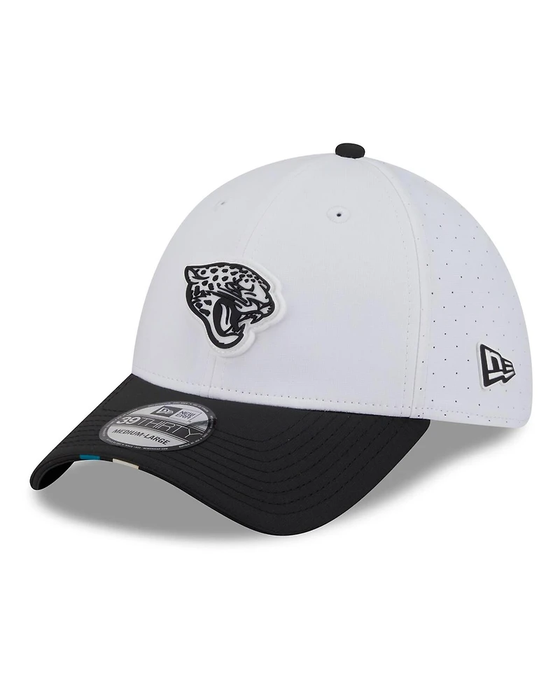 New Era Men's White/Black Jacksonville Jaguars 2025 Nfl Training Camp 39THIRTY Flex Hat