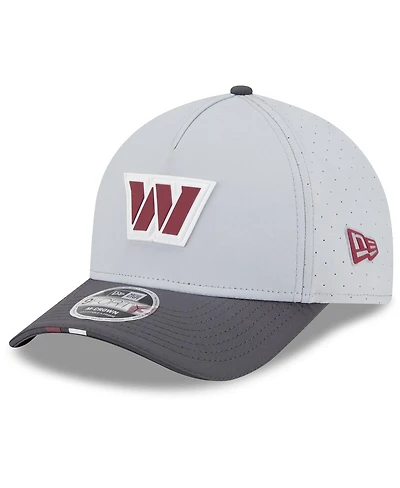 New Era Men's Gray/Graphite Washington Commanders 2025 Nfl Training Camp A-Frame 9FORTY Adjustable Hat