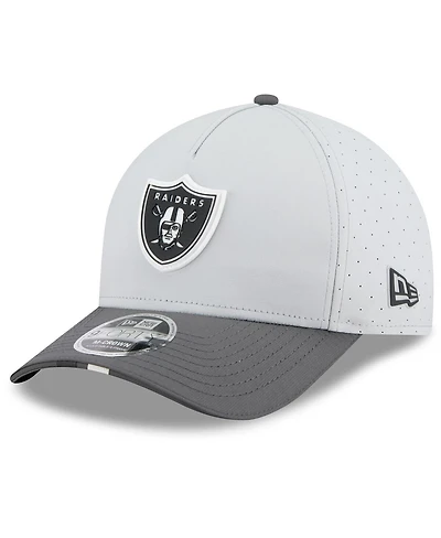 New Era Men's Gray/Graphite Las Vegas Raiders 2025 Nfl Training Camp A-Frame 9FORTY Adjustable Hat