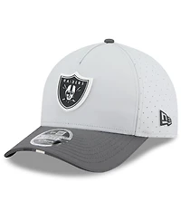 New Era Men's Gray/Graphite Las Vegas Raiders 2025 Nfl Training Camp A-Frame 9FORTY Adjustable Hat