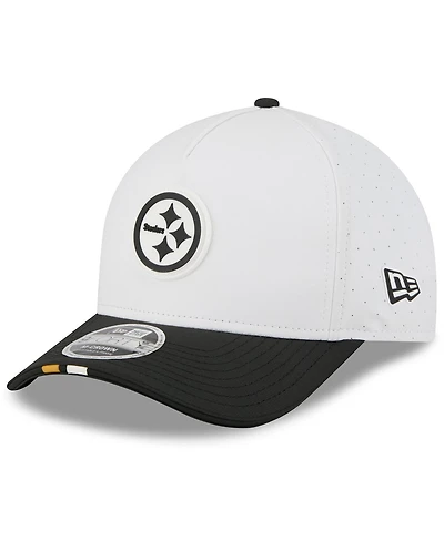 New Era Big Boys and Girls White/Black Pittsburgh Steelers 2025 Nfl Training Camp A-Frame 9FORTY Adjustable Hat