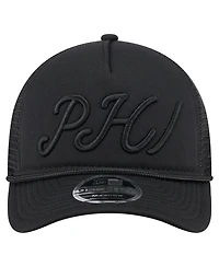 New Era Men's Black Philadelphia Phillies City Initial 9FORTY A-Frame M-Crown Adjustable Trucker Hat