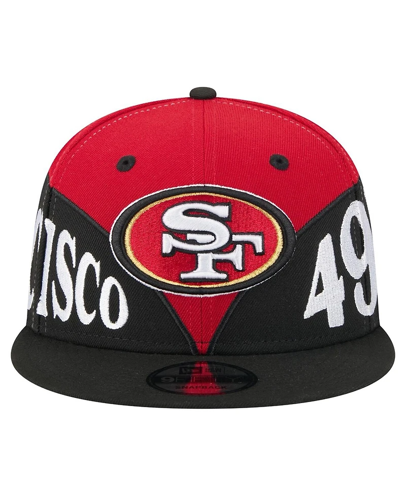 New Era Men's Scarlet/Black San Francisco 49ers Split 9FIFTY Snapback Hat