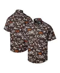 Reyn Spooner Men's Brown Cleveland Browns Throwback Kekai Print Button-Up Shirt