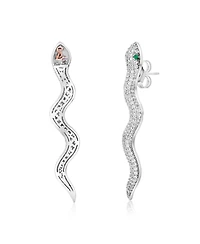 Suzy Levian New York Sterling Silver Cubic Zirconia Wild Snake Drop Earrings