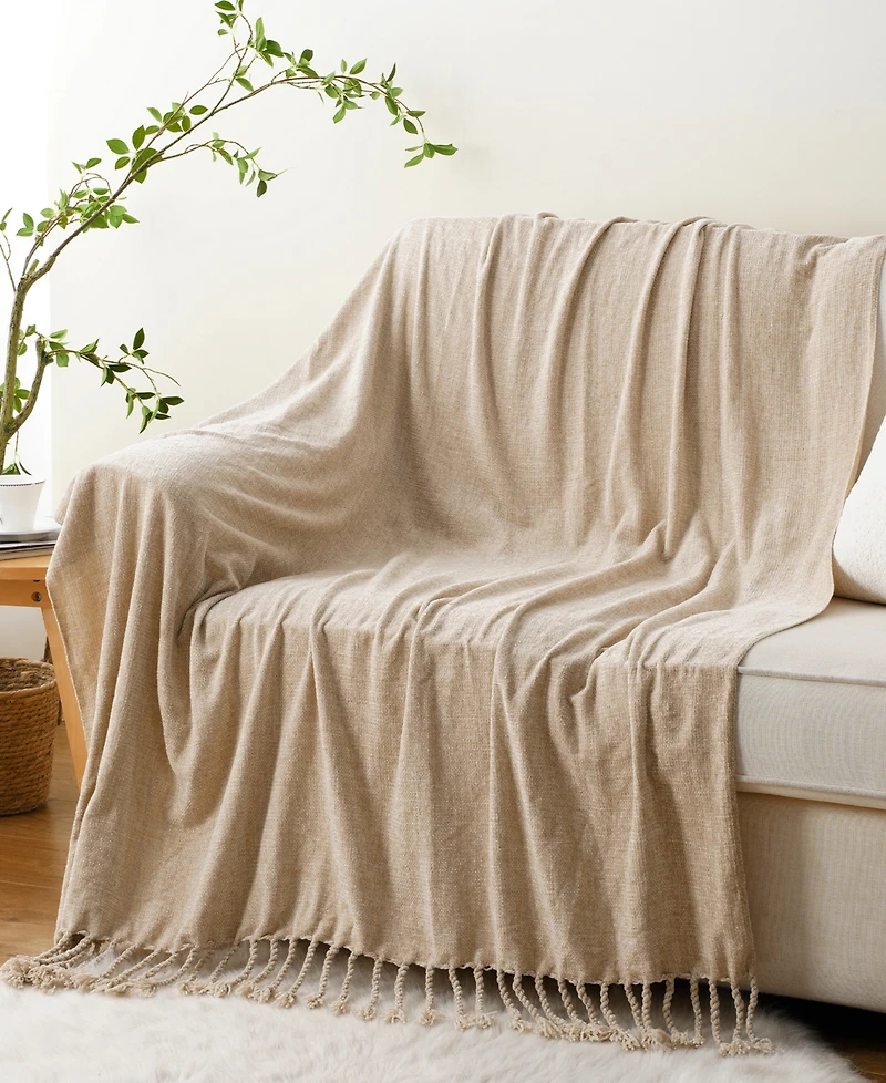 Battilo Lifestyle Chenille Throw with Fringe Tassels, 50" x 60"