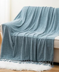 Battilo Lifestyle Chenille Throw with Fringe Tassels, 50" x 60"