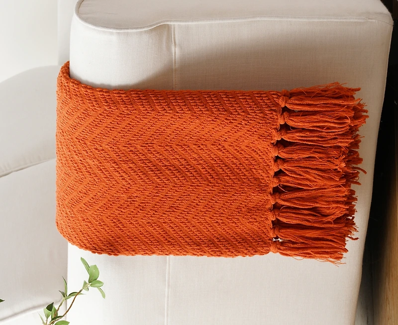 Battilo Herringbone Chenille Knit Throw