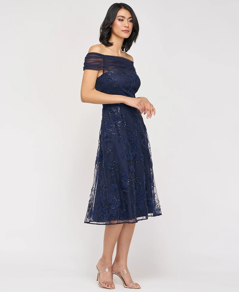 Js Collections Women's Gemma Beaded Off-The-Shoulder A-Line Dress