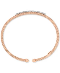 Round-Cut Cubic Zirconia Mesh Cuff Bracelet Sterling Silver or 14k Gold Rose Over