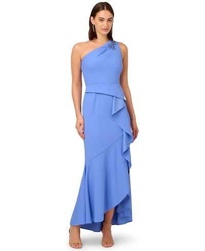 Adrianna Papell Women's Beaded One-Shoulder Gown