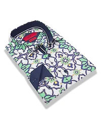 Elie Balleh Boys White Slim Fit Printed Button-Down Shirt