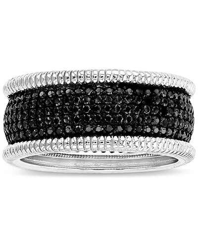 Black Spinel Multirow Cluster Ring (1-7/8 ct. t.w.) Sterling Silver