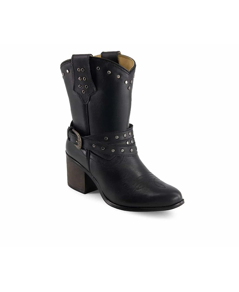 Forastero Women's Western Leather Boots with Buckle