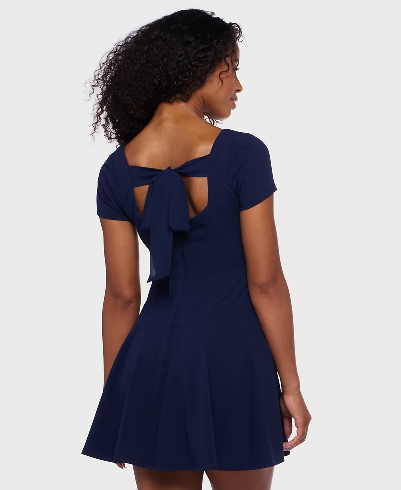 B Darlin Juniors' Scuba Crepe Square-Neck Fit & flare Dress