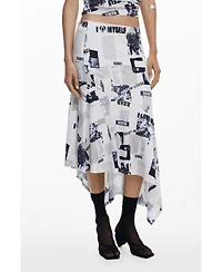 Desigual Women's Newspaper asymmetrical skirt