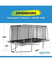 Plexalife 9' X 15' Gymnastics Style, Rectangular Trampoline Set with Premium Top-Ring Enclosure System - Beige/Black