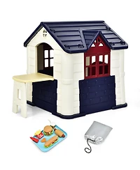 Playhouse for Kids, Outdoor Garden Games Cottage w/Working Doors & Windows