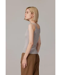 Jennie Liu Women's Scoop Neck Tank Top | 75% Merino Wool 25% Silk Ultra-Soft Layering Essential Natrual Moisture Wicking Sweater