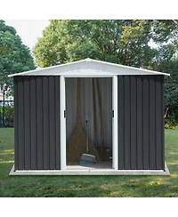 Mondawe 8FTx6FT Outdoor Storage Garden Bike Shed With Aluminum alloy frame and sliding door